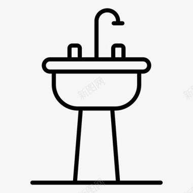 浴缸洗脸盆浴室图标