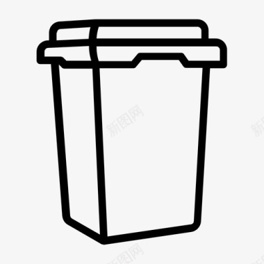 垃圾桶生活垃圾清洁服务线图标