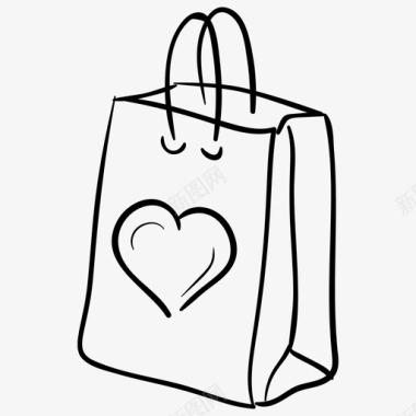 情人节购物最喜欢的购物杂货袋图标