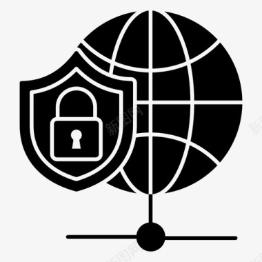 全球网络安全全球网络全球保护图标