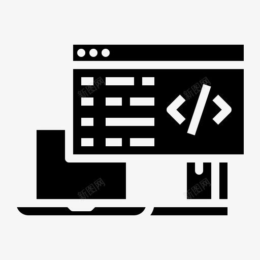 信息技术与软件开发笔记本电脑svg_新图网 https://ixintu.com 信息技术 软件 软件开发 笔记本 电脑 程序员 在线 课程 实心 图标