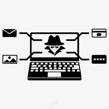 数据窃取计算机黑客攻击网络攻击图标