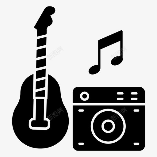 音乐设备吉他音乐乐器svg_新图网 https://ixintu.com 音乐 设备 吉他 乐器 收音机 一组 多媒体 符号 矢量 矢量图 图标