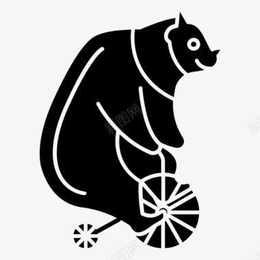小丑自行车马戏团熊马戏团独轮车图标