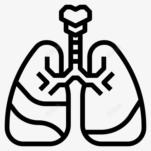 肺健康医疗svg_新图网 https://ixintu.com 医疗 健康 呼吸 轮廓 图标