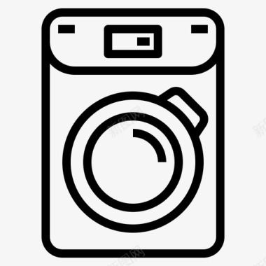 智能洗衣机家居智能家居轮廓图标集图标