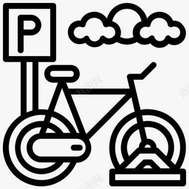 自行车停车场建筑金融图标