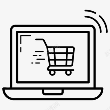 网上购物电子商务彩色轮廓图标2线图标集合图标