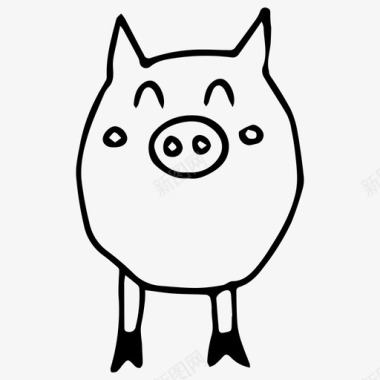 猪动物卡通图标