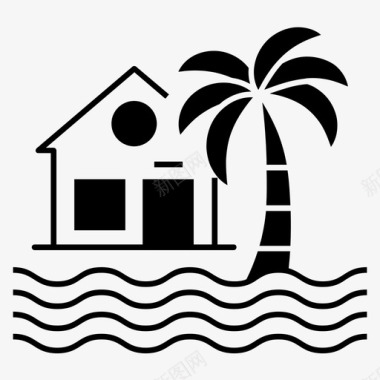 海滩河岸假日图标