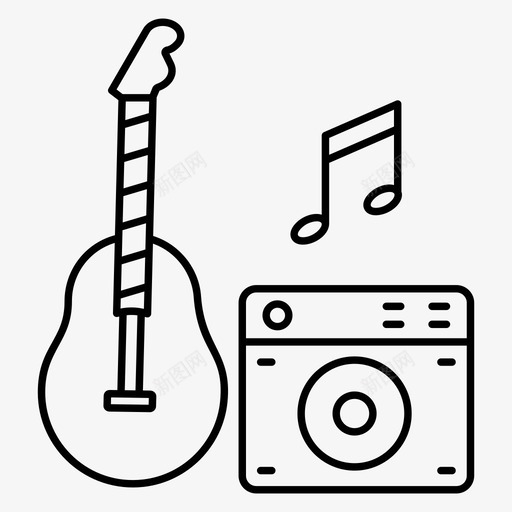 音乐设备吉他音乐乐器svg_新图网 https://ixintu.com 音乐 设备 吉他 乐器 收音机 一套 多媒体 矢量 矢量图 图标
