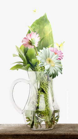 玻璃瓶花瓶鲜花素材