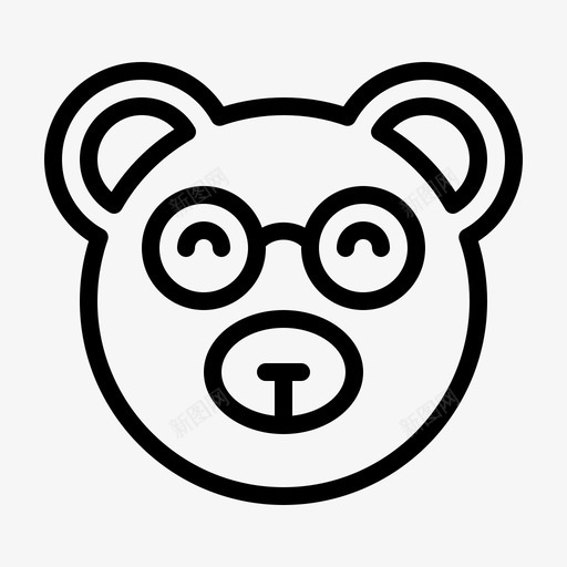 书呆子熊表情符号svg_新图网 https://ixintu.com 符号 表情 书呆子 熊表情 笑脸