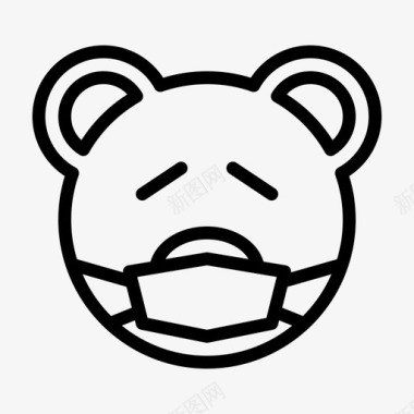 生病熊表情符号图标