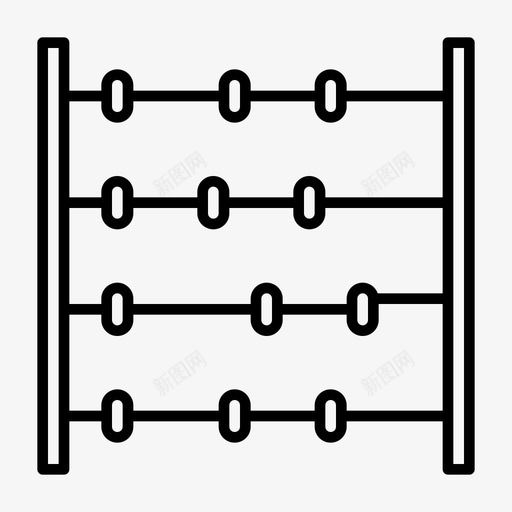 算盘数数学习svg_新图网 https://ixintu.com 数学 算盘 数数 学习 教育 线图 图标