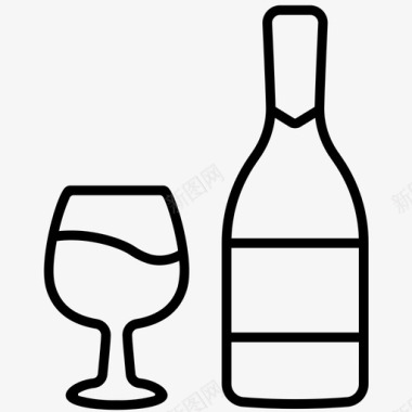 葡萄酒与玻璃杯酒精庆祝图标