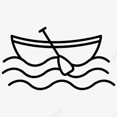 划船捕鱼海运图标