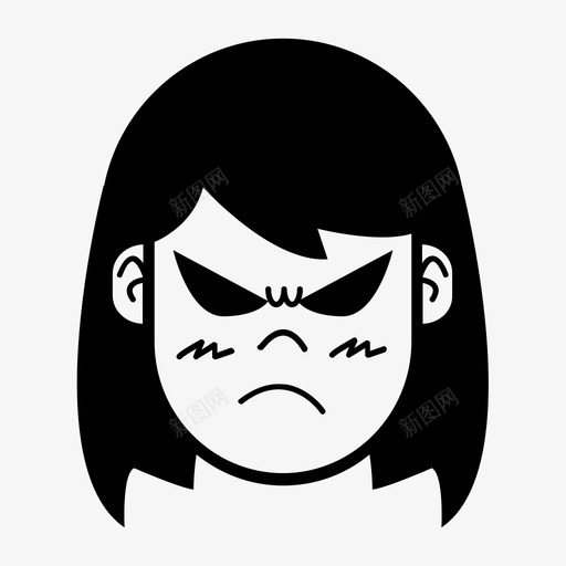 愤怒的女孩情绪脸svg_新图网 https://ixintu.com 仇恨 坏心 女孩 心情 怨恨 情绪 愤怒