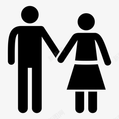 夫妻牵手牵手婚姻图标
