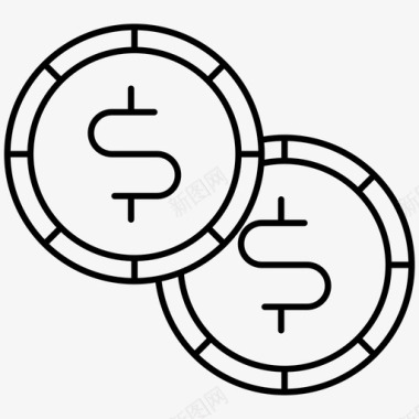 美元硬币美元电子商务轮廓图标图标