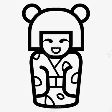 kokeshi娃娃日本图标