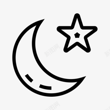 月亮星新月伊斯兰图标