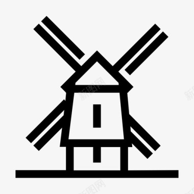 荷兰风车阿姆斯特丹地标图标