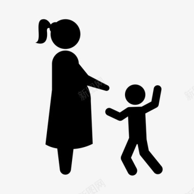 孩子和孕妇家庭幸福的家庭图标