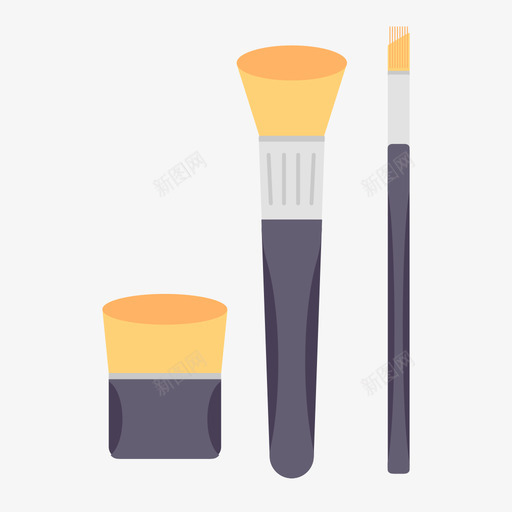 美妆化妆刷svg_新图网 https://ixintu.com 美妆 化妆 多色 扁平