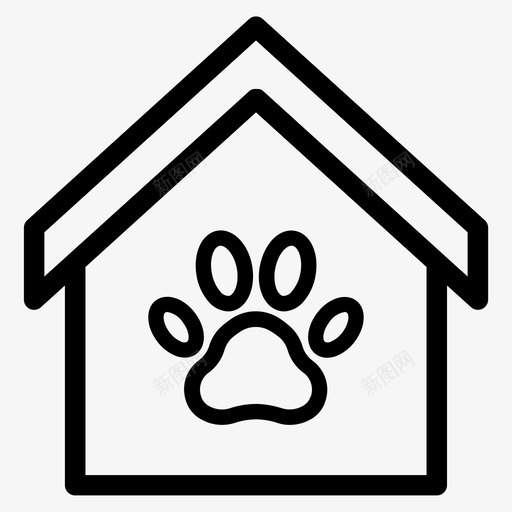 狗屋狗小猫svg_新图网 https://ixintu.com 狗屋 宠物 小猫 图标