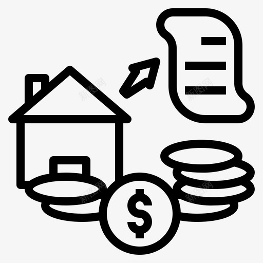 贷款房子钱svg_新图网 https://ixintu.com 房产 贷款 房子 钱票据 票据 投资