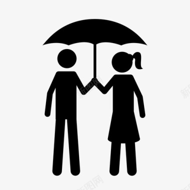 伞下的男人和女人孩子家庭图标