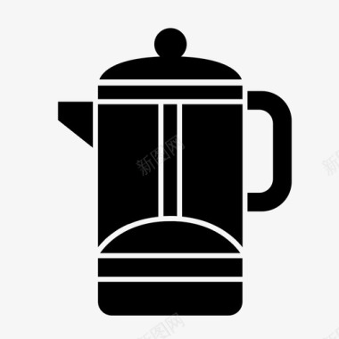 压榨壶咖啡法式压榨机图标