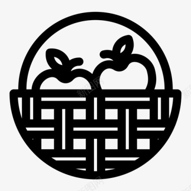 水果篮苹果陶器图标