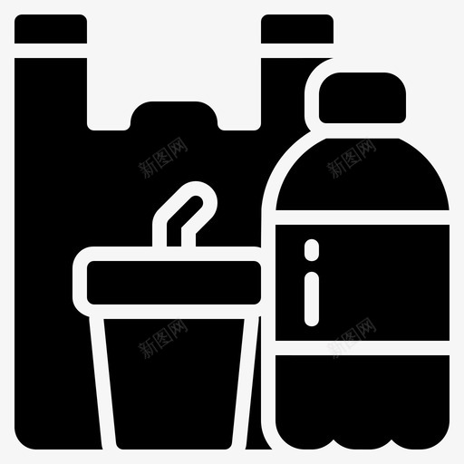 塑料瓶子杯子svg_新图网 https://ixintu.com 塑料 塑料瓶 瓶子 杯子 玻璃 购物袋 污染 标志