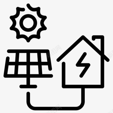 太阳能板家庭太阳能图标