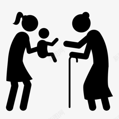 母婴和祖母孩子家庭图标