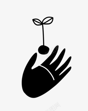 手和植物花自然图标