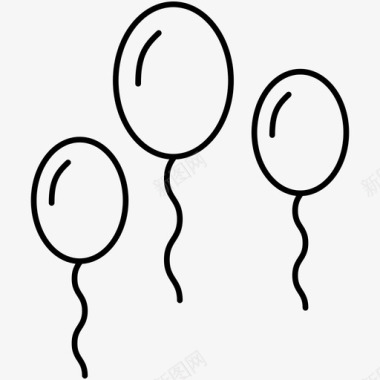 气球庆祝新年轮廓图标图标