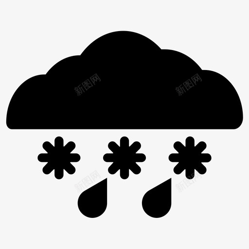 雨夹雪天气预报雨图标免费下载