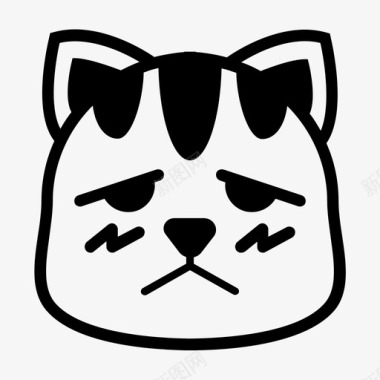悲伤的猫表情符号生病图标