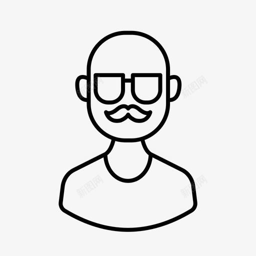 头像秃头眼镜svg_新图网 https://ixintu.com 头像 秃头 眼镜 男人 胡子 人物 轮廓