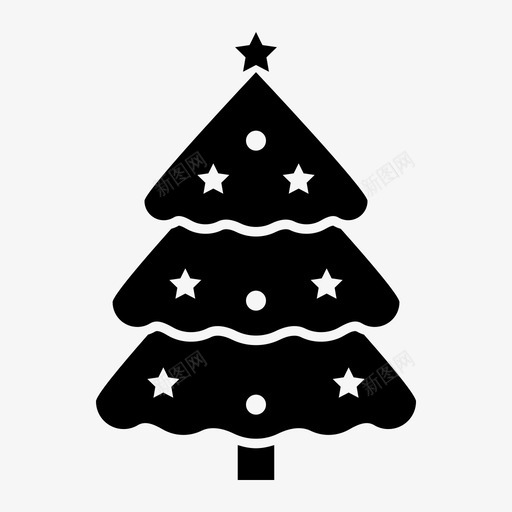 圣诞树点亮新年svg_新图网 https://ixintu.com 圣诞树 点亮 新年 星星 圣诞节