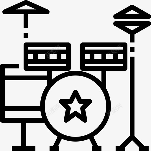 鼓钹鼓槌svg_新图网 https://ixintu.com 鼓钹 鼓槌 乐器 工具箱 摇滚乐