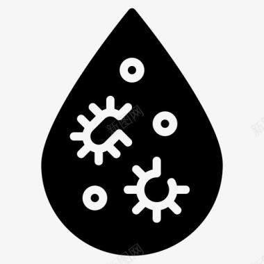 水污染细菌水滴图标