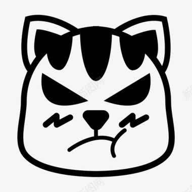 愤怒的猫表情符号仇恨图标