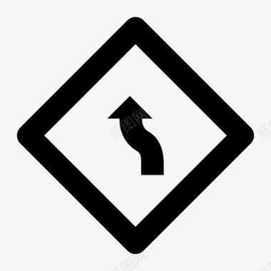 蜿蜒的道路箭头标志图标