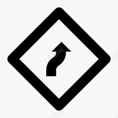 蜿蜒的道路箭头标志图标
