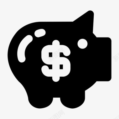 小猪银行储蓄货币银行字形风格图标