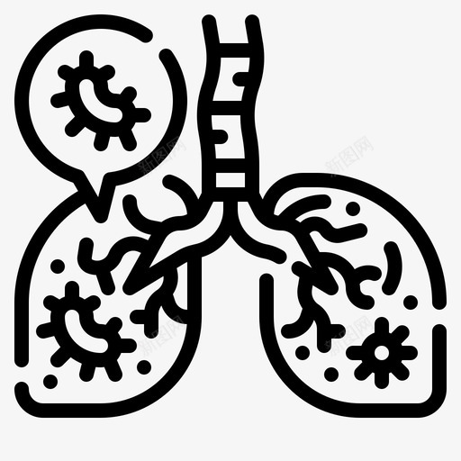 传染病细菌肺svg_新图网 https://ixintu.com 传染病 病毒 细菌 疾病 传播